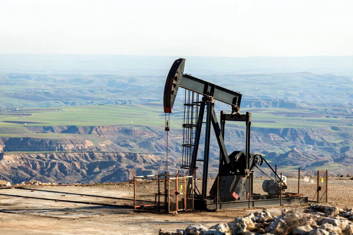 Oil and gas operations at dusk